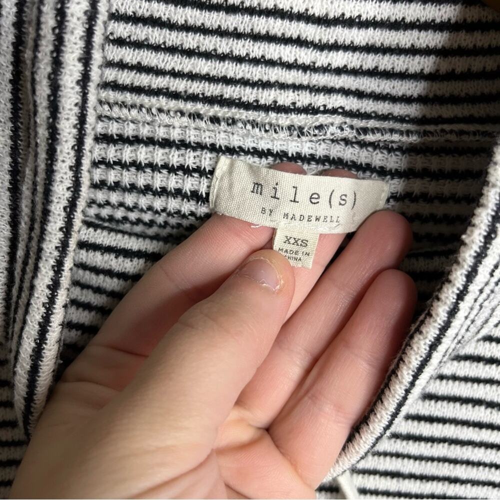 Madewell Miles Funnelneck Black & White Stripe Sweatshirt Size XXS - Picture 3 of 6